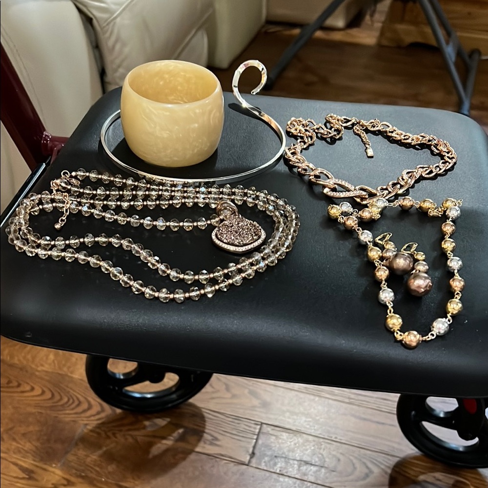New Price! Elegant Gold and Silver Women's Necklace Set